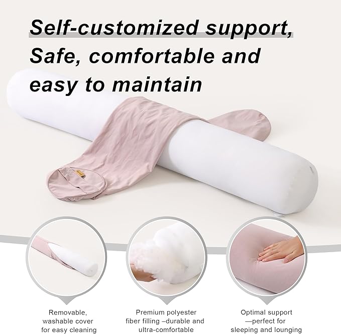 Body Pillow for Adults – Long Bolster Pillow for Bed, Round Cuddle Pillow - Image 4