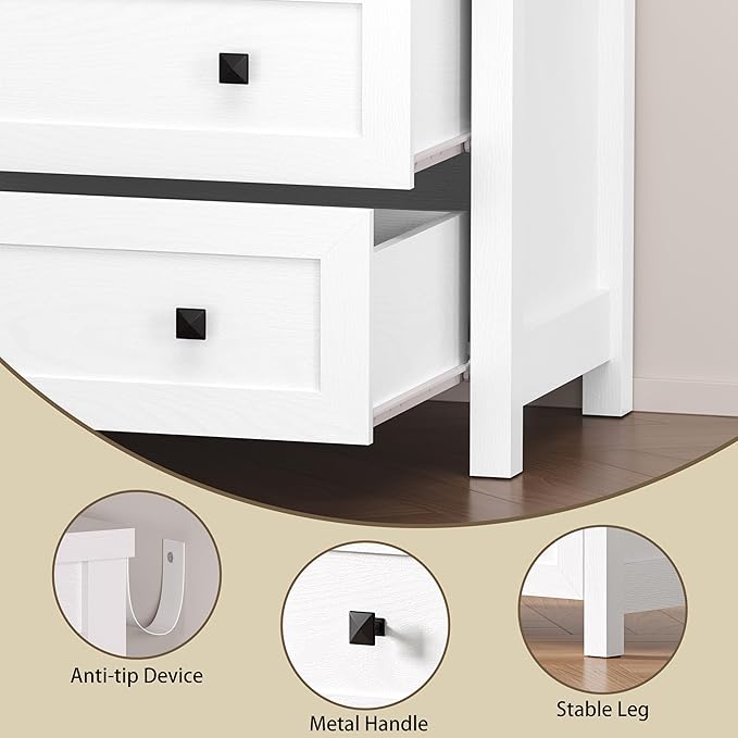 3-Drawer Dresser, Small Wooden Chest of Drawers - Image 5
