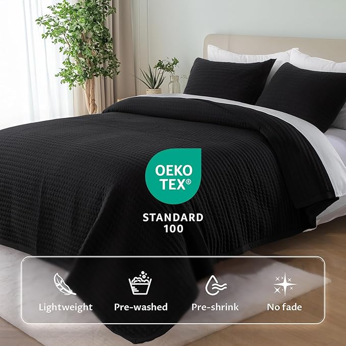 KASENTEX Twin Quilt Set 68"x86" – Soft Washed 3-Layer Lightweight Bedspread - Image 2