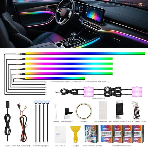 2026 Upgraded Dreamcolor Acrylic Interior Car LED Strip Light - Image 2