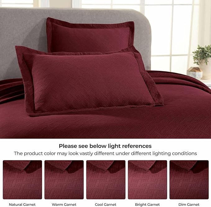 Superior 3 Piece Basketweave Cotton Bedspread Set, Home Bed Decor, Decorative - Image 7