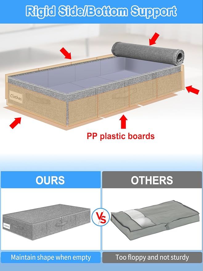 Under Bed Storage Container, Large Under-Bed Clothes Organizer - Image 4