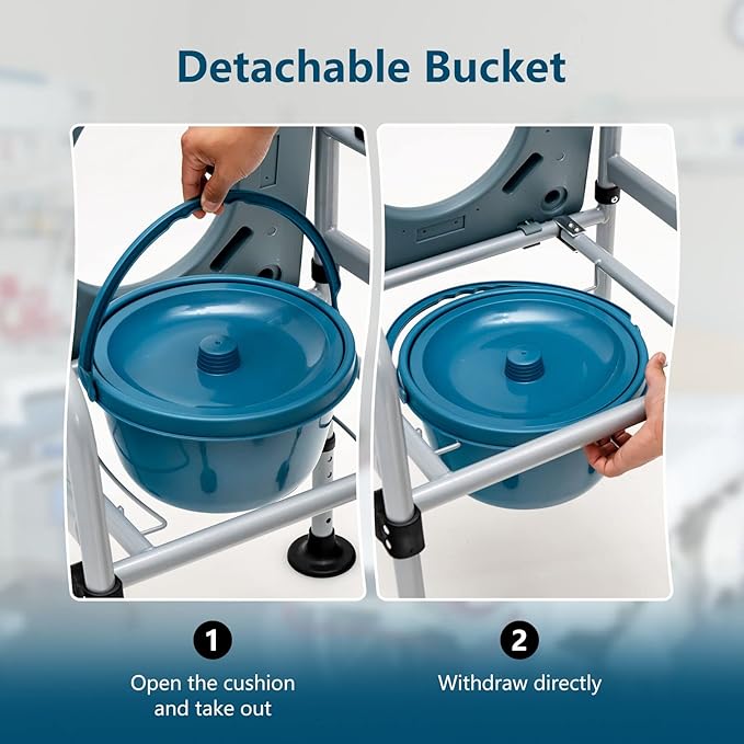 Goplus 4-in-1 Folding Bedside Commode, 440lbs Commode Chair - Image 5