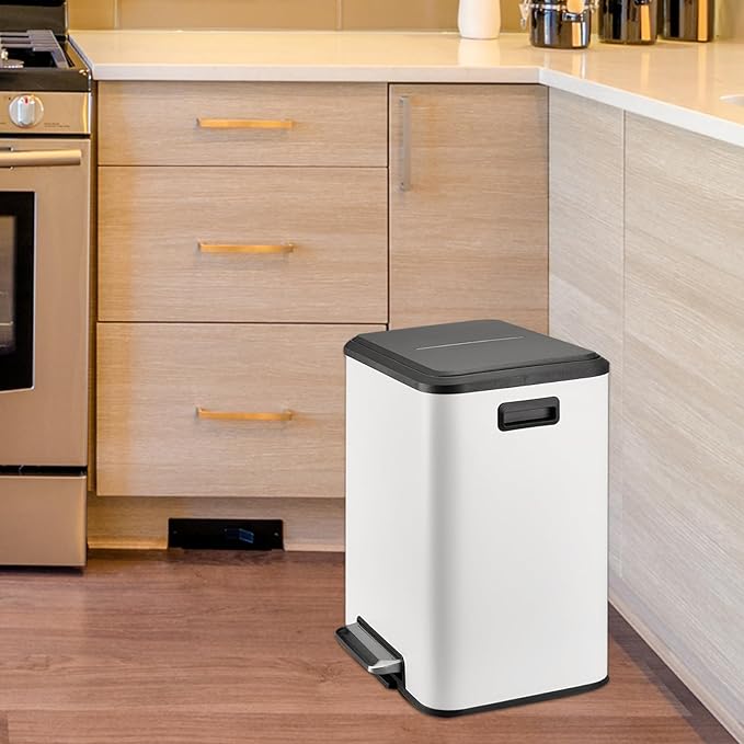 8 Gallon/30 Liter Dual Compartment Trash Can, Stainless Steel Garbage Can - Image 7