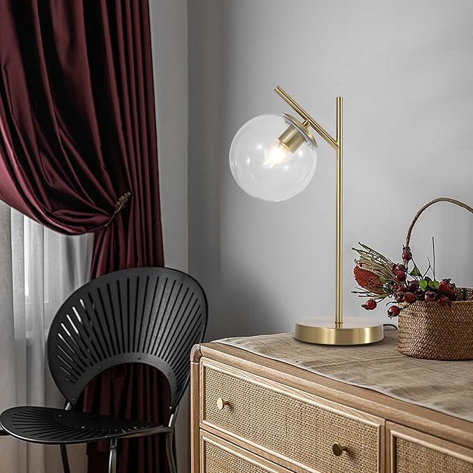 Mid Century Modern Table Lamp, Contemporary Metal Brass Bedside Lamps - Image 4