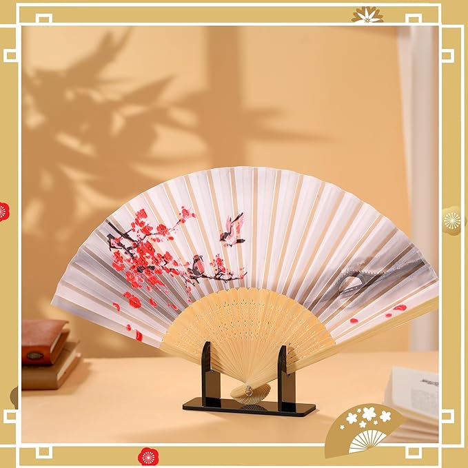 Roowest 2 Pcs Acrylic Fan Display Stand Folding Japanese Chinese Hand Fan Stand - Image 4