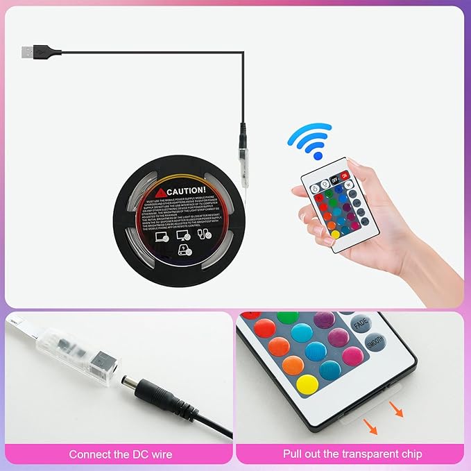 Timelux 20ft LED Strip Lights Color Changing Mood lamp USB 5V Operated RGB 5050 - Image 7