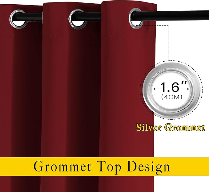 NICETOWN Burgundy Red Blackout Draperies Curtains - Image 2