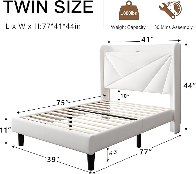 Twin Size Upholstered Bed Frame - Image 2