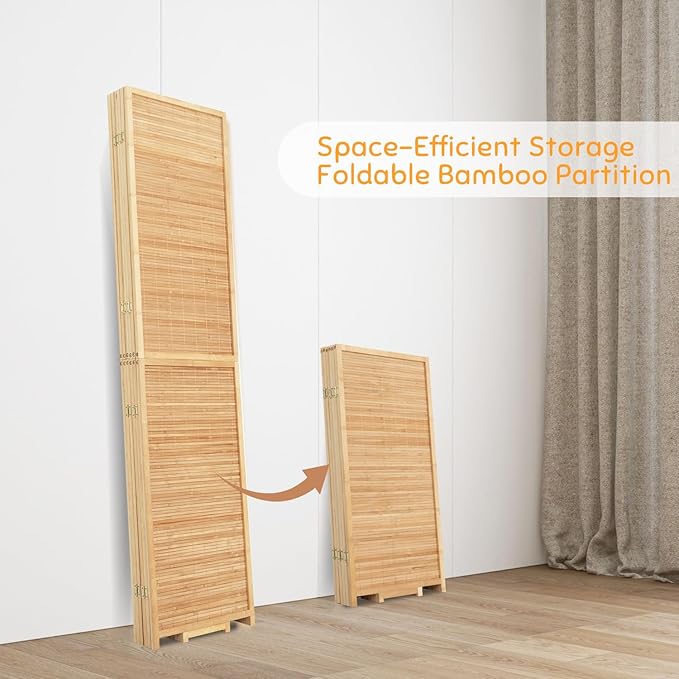 Bamboo Room Divider Folding Privacy Screens, Wall Divider - Image 4