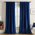 Joydeco Blue Velvet Curtains 120 inch Length 2 Panels Burg Set, Luxury Rod by JOYDECO