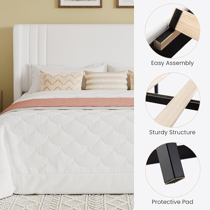 SHA CERLIN Queen Size Velvet Upholstered Platform Bed Frame - Image 7