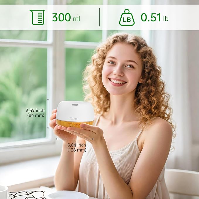 ASAKUKI Essential Oil Diffuser, 300ml Ultrasonic Aromatherapy Oil Humidifier - Image 9