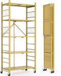 Storage Shelves with 20 Hooks, 5-Tier Foldable Shelves by Himix