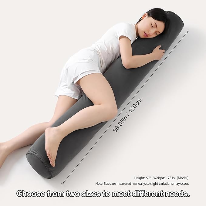 Long Pillow for Bed – Round Bolster Pillow for Adults, Body Pillow for Sleeping - Image 3