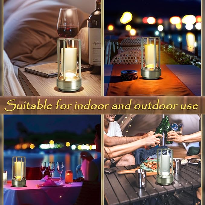 Crystal Table Lantern Light, Battery Operated Rechargeable Cordless Crystal - Image 6
