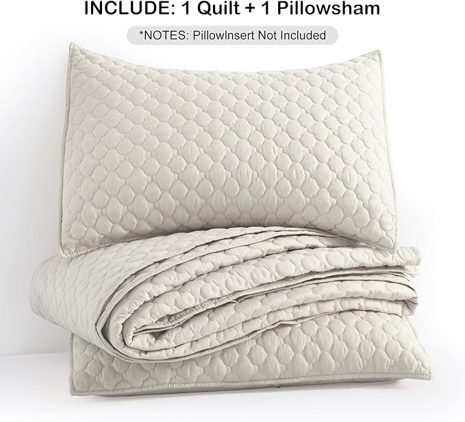 HORIMOTE HOME Quilt Set Twin Size Beige Bedspread, Modern Style Quilted Clouds - Image 7