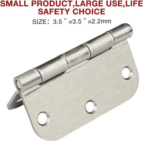 100 Pack Interior Door Hinges Brushed Nickel 3.5 inch x 3 1/2" 5/8" Round - Image 2