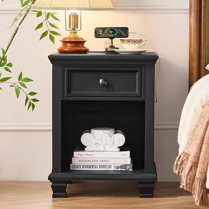 SAVOR LIFE Farmhouse End Tables Living Room Set of 2, Rustic Wood Nightstand - Image 8