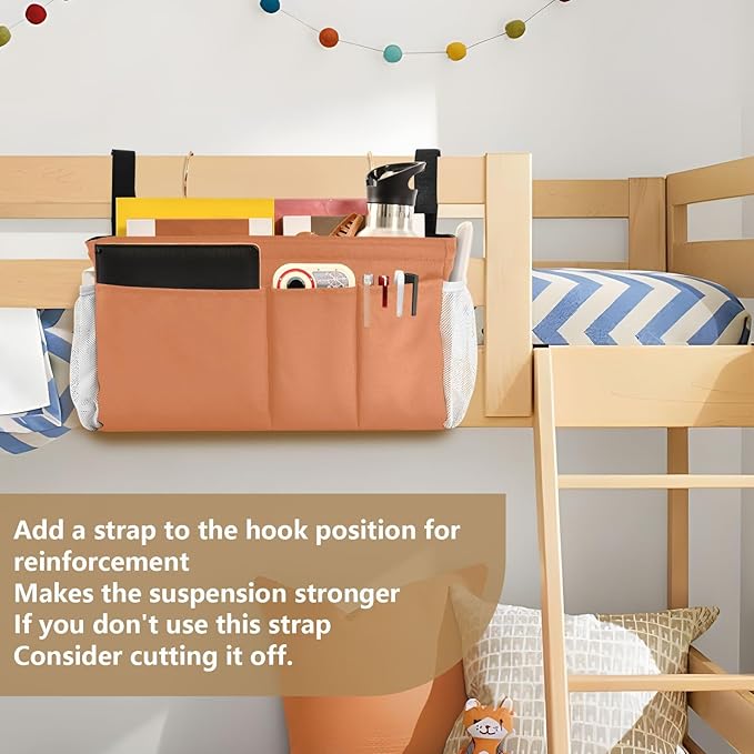 KOPIRIT Orange Bedside Caddy Storage Bag Bedside Organizer - Image 6