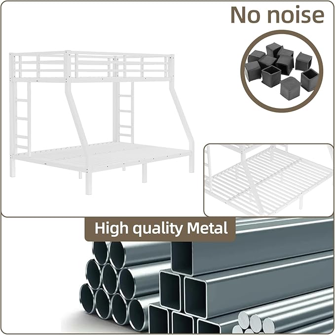 Twin Over Full Bunk Bed Frame, Heavy Duty Metal Loft Bed - Image 6