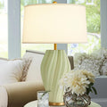 Modern Textured Ceramic Large Table Lamps 26.75", Sage Green Plug in Table Lamp by Waikmdv