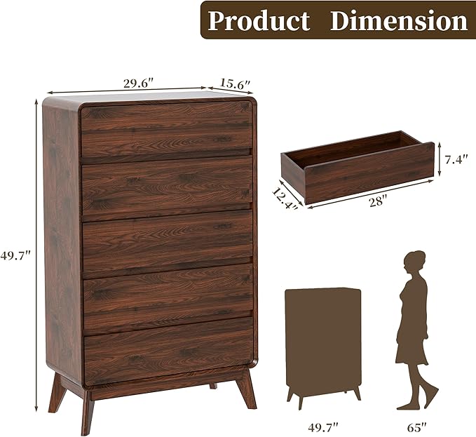 50" Tall Dresser for Bedroom, Vertical Dressers - Image 3