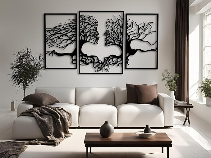 VAILLA Tree of Life Wall Wooden Art Abstract Tree Man Woman Face Large 3D - Image 9
