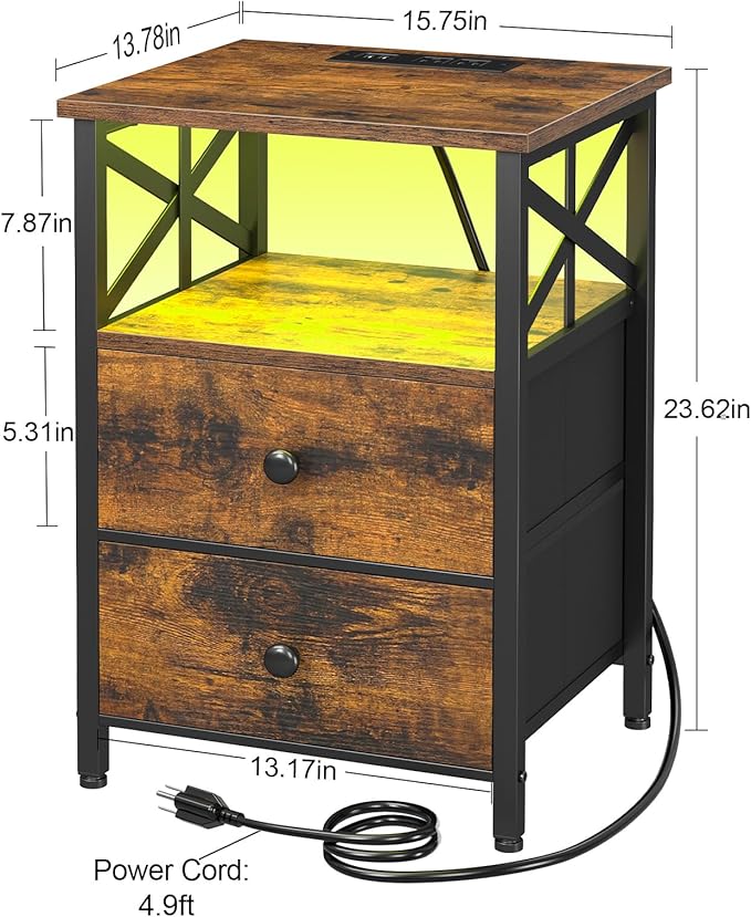 AMHANCIBLE Night Stand Set 2, LED Nightstand - Image 3