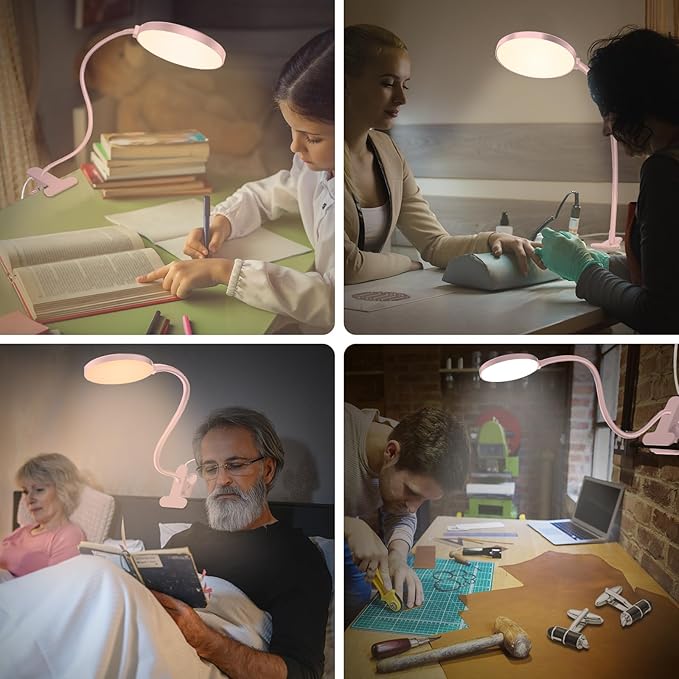 Reading Light with Remote, LED Desk Lamp Clip on RA>95 Dimmable Flexible - Image 8