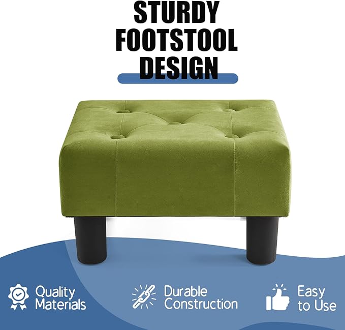 BRIAN & DANY Small Foot Stool, Velvet Foot Stools - Image 4