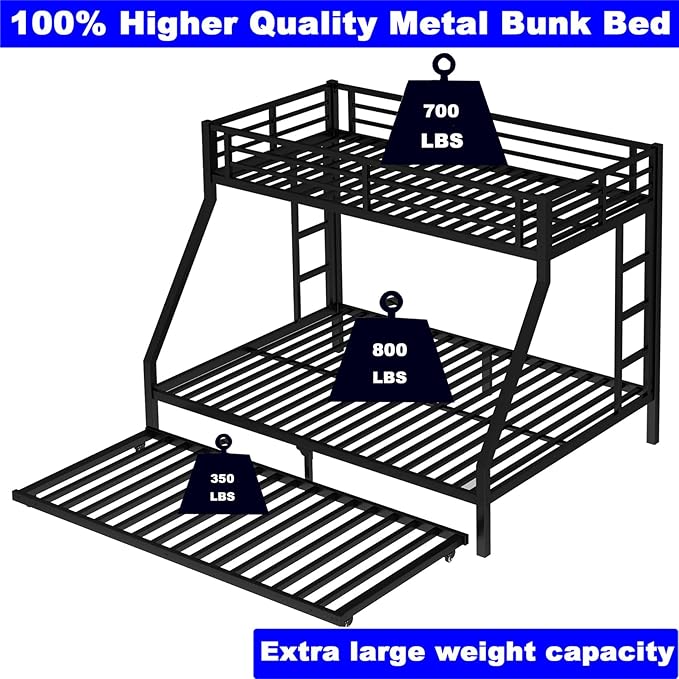 Upgraded Version Thicken Heavy Duty Metal Twin XL Over Queen Bunk Bed - Image 5