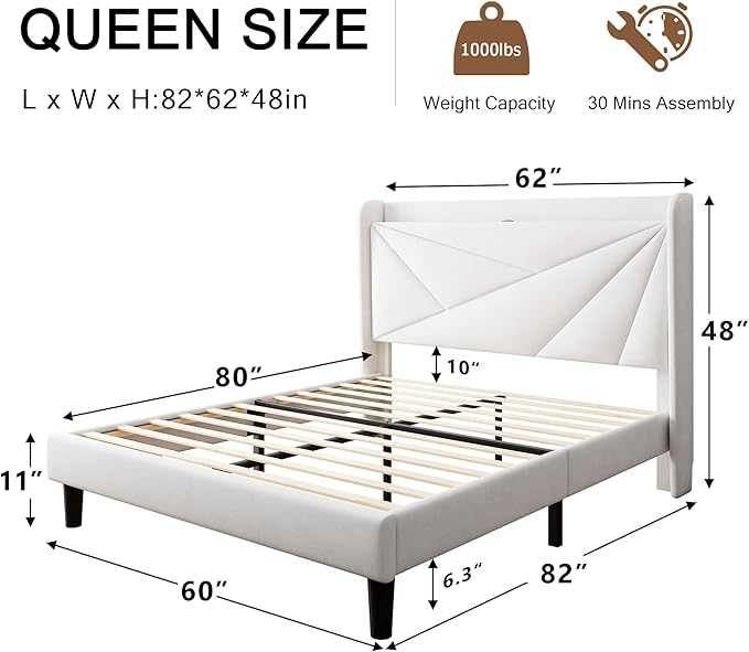 Queen Size Upholstered Bed Frame - Image 2