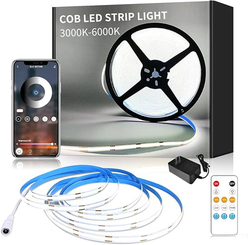 16.4ft COB LED Strip Lights 6000K White Dimmable DC 24V Flexible LED Tape Light by Yeewhale