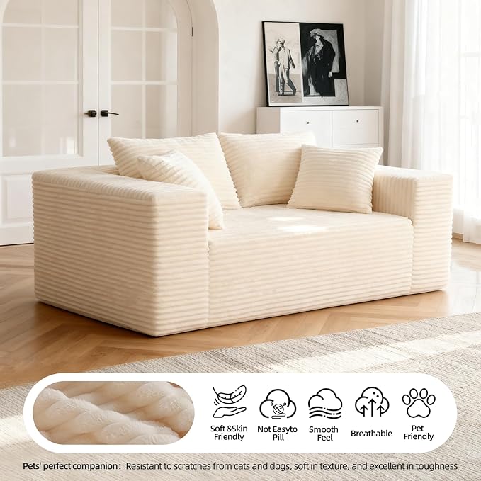 Boneless Cloud Couch Sofa, 2 Seater Deep Seat Modern Lounge Sleeper Couch - Image 5