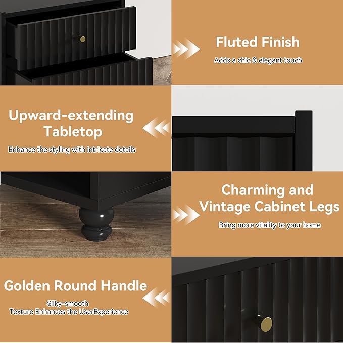 Modern Nightstand, Fluted End Table - Image 5