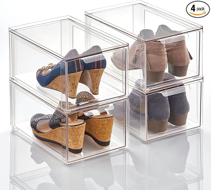 mDesign Plastic Stackable Closet Storage Organizer Bins by mDesign