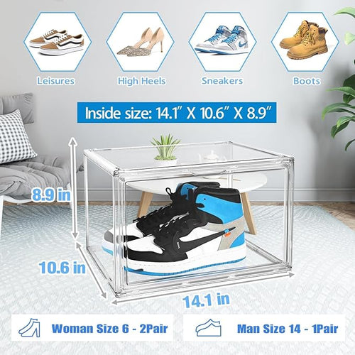 10 Pcs Clear Shoe Storage Boxes Stackable Acrylic Sneaker Shoe Display Case - Image 2