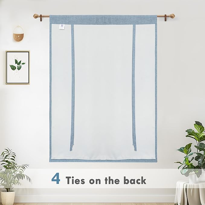DriftAway Double Layer Linen Blackout Tie Up Curtains Thermal Insulated Fully - Image 6