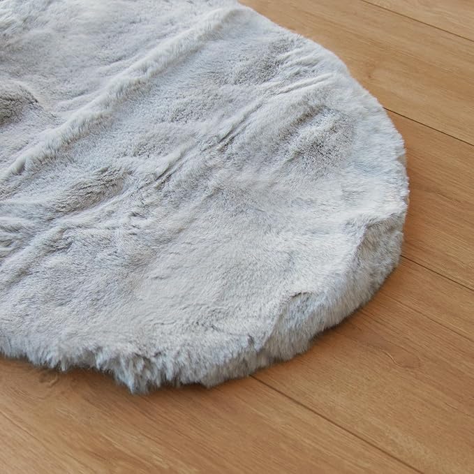 Round Furry Rugs for Living Room Faux Rabbit Fluffy Fur Rug for Bedroom - Image 8