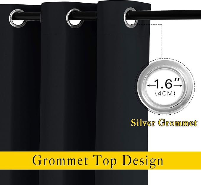 NICETOWN Black Blackout Curtains 84 inch Length 2 Panels, Grommet Thermal - Image 3