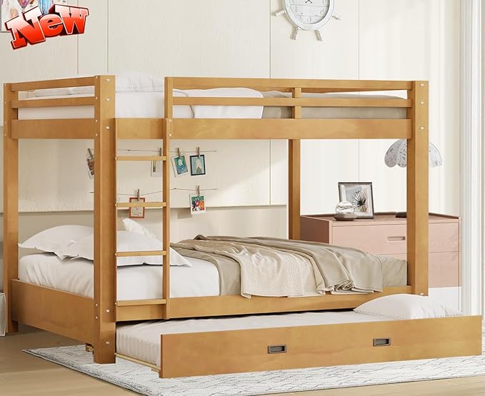 Upgraded Version Thicken Solid Wood Queen Over Queen Bunk Bed by SIMPLEZC