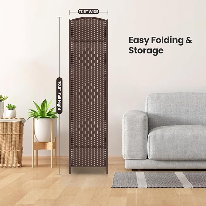 4 Panel Room Divider, 6Ft Folding Privacy Screen, Tall - Image 7