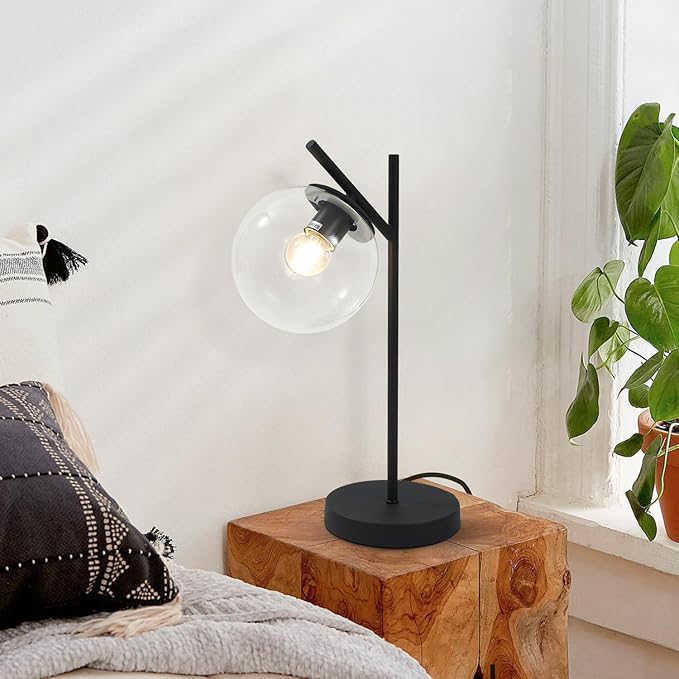 Mid Century Table Lamp Vintage Bedroom Desk Lamp Black Nightstand Lamp - Image 7