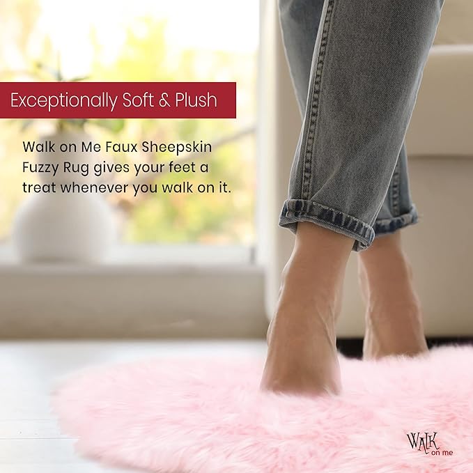 Silky Soft Faux Fur Rug, 2 ft. x 6 ft. Pink Fluffy and Shaggy Sheepskin Area - Image 3