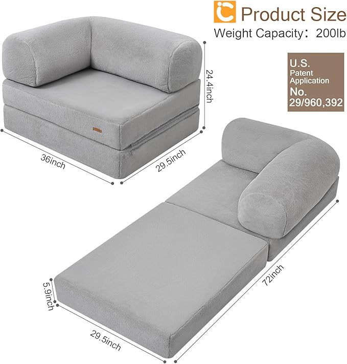 COMAX Folding Sofa Bed Single, Fold Out Chair Bed, Foldable Sofa Chair - Image 2