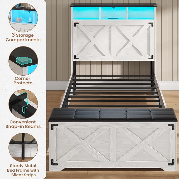 Hasuit Farmhouse Bed Frame Twin Size - Image 8