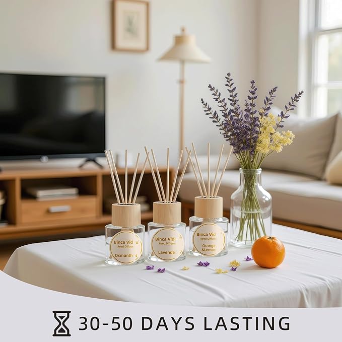 Binca Vidou Reed Diffuser Set, Lavender Osmanthus Orange&Lemon Scent Oil - Image 8