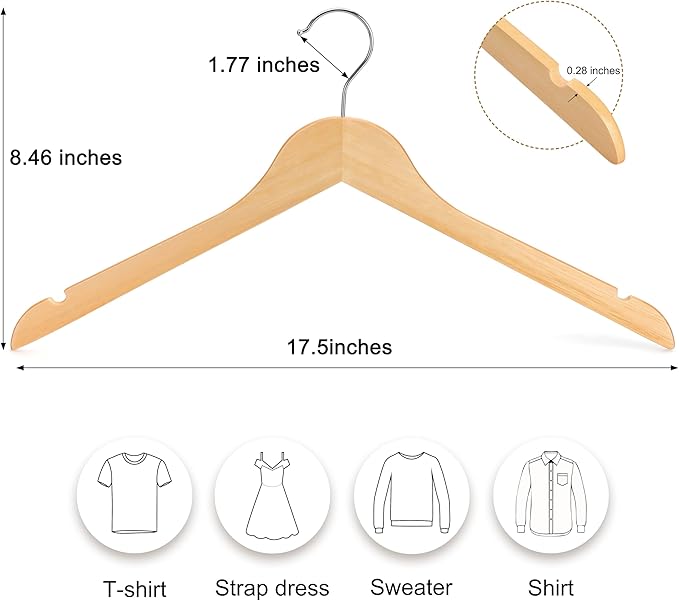 TOPIA HANGER Wooden Hangers 48 Pack, 0.28-inch Slim & Durable Clothes Hangers - Image 3