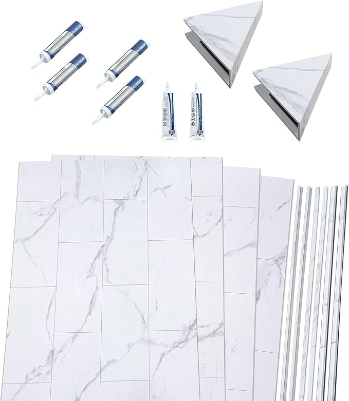 Palisade 78in x 60in x 36in Waterproof Vinyl Shower Surround Kit - Image 2